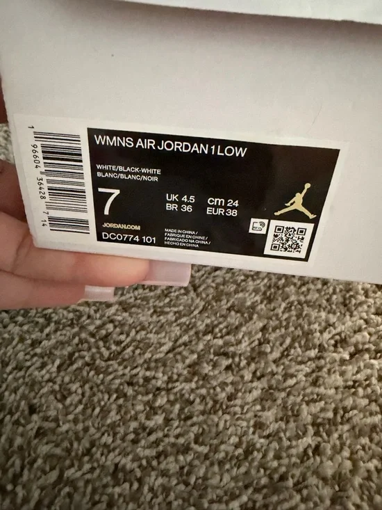 Jordan Men’s Black and White Low-Top Sneakers - Picture 3 of 3